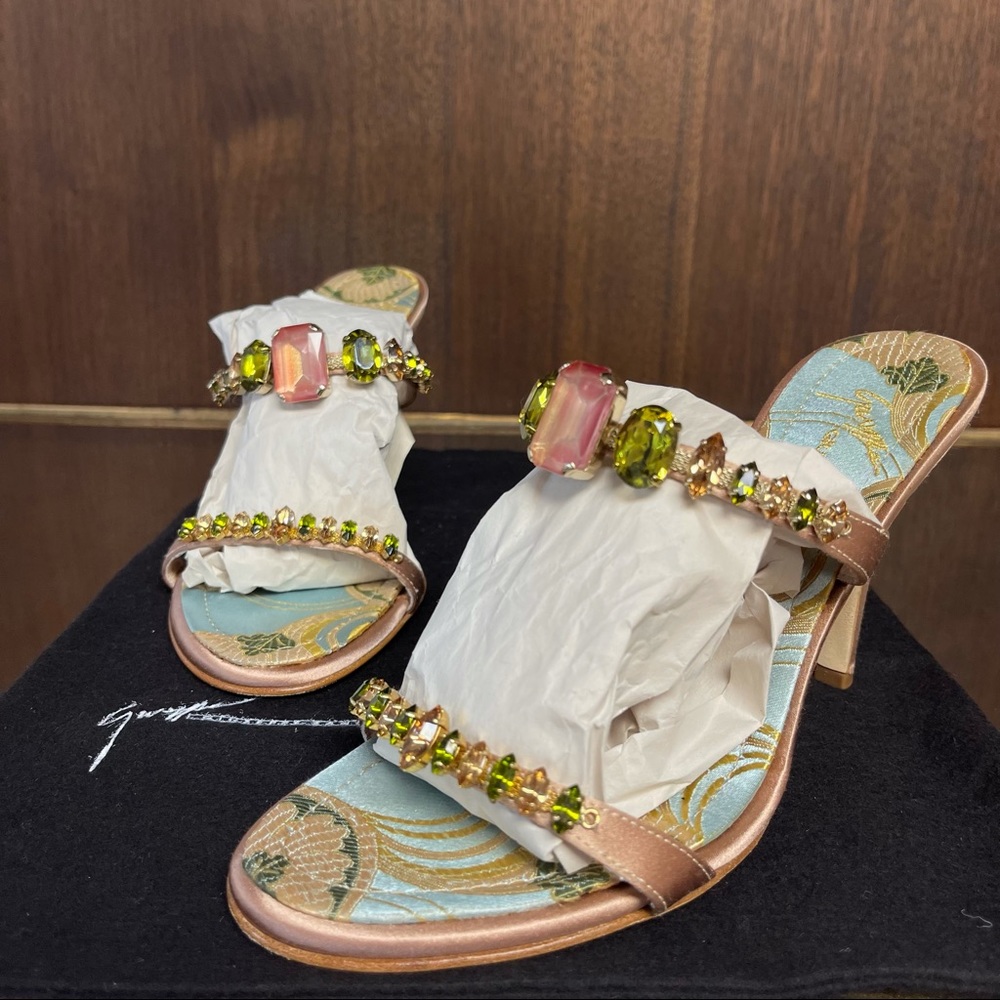 Giuseppe Zanotti jeweled bling gemstone satin heel